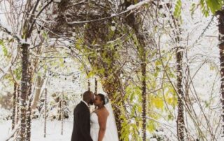 Love amidst the snow-covered trees