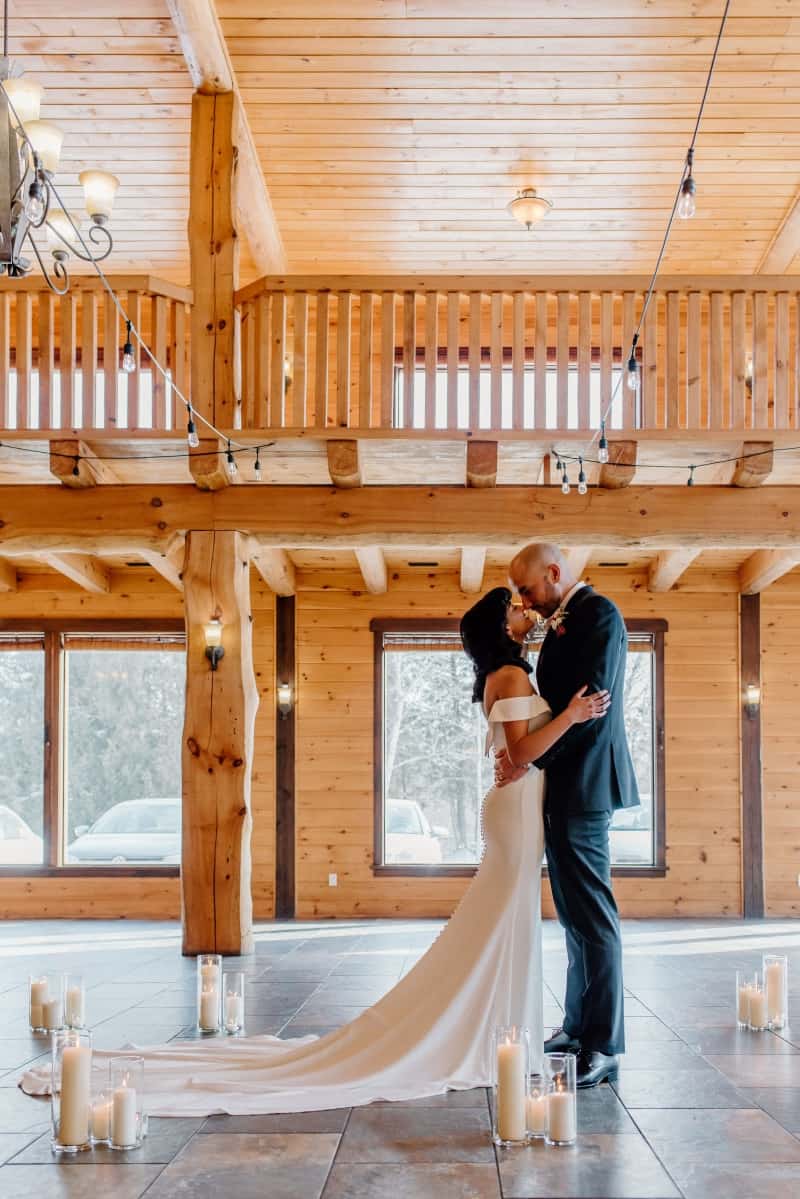 This location's rustic indoors were essential for this couple's wedding photographs.