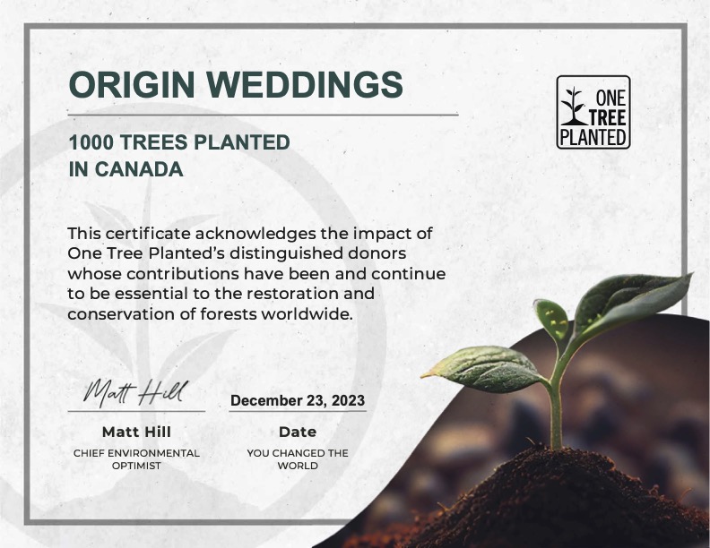 TREE CERTIFICATE – OW Origin Weddings